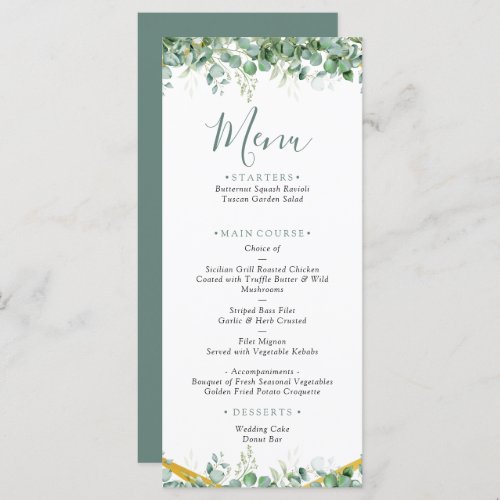 Eucalyptus Leaves Wedding Menu