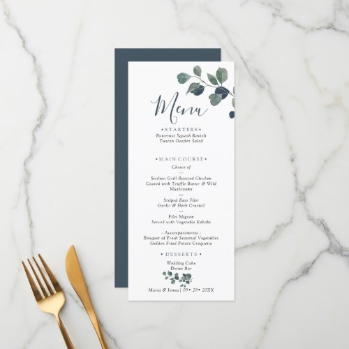 Eucalyptus Leaves Wedding Menu