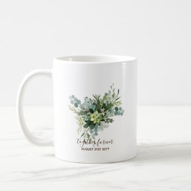 Eucalyptus Leaves Wedding Newlyweds Bridal Party Coffee Mug