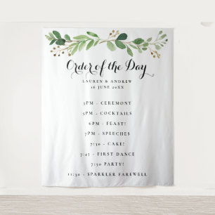 Eucalyptus Leaves Wedding Order of the Day Tapestry