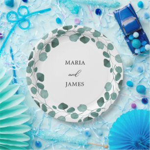 Eucalyptus Leaves Wedding Paper Plates