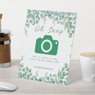 Eucalyptus Leaves Wedding Pedestal Sign