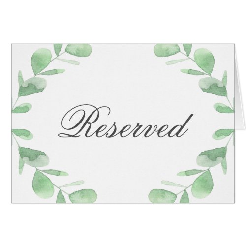 Eucalyptus leaves Wedding Reserved table card