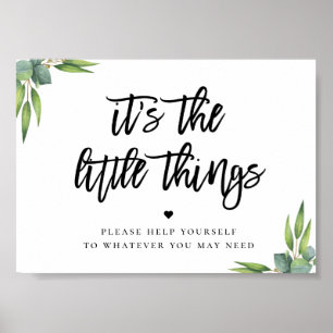 Eucalyptus Leaves Wedding Restroom Favor Poster