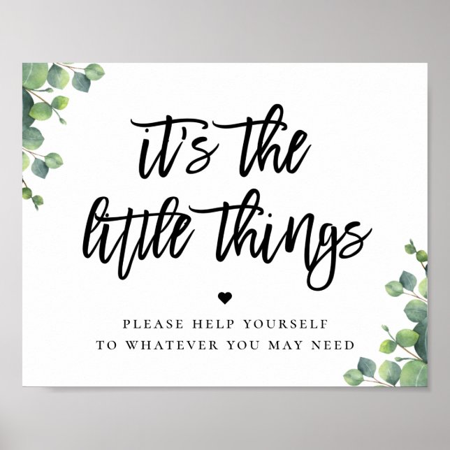 Eucalyptus Leaves Wedding Restroom Favor Poster (Front)