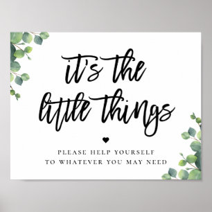 Eucalyptus Leaves Wedding Restroom Favor Poster