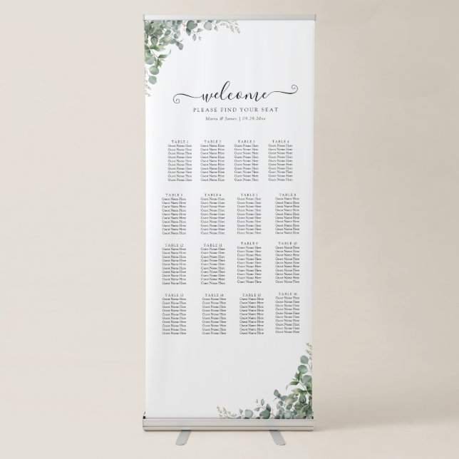 Eucalyptus Leaves Wedding Retractable Banner (Front)