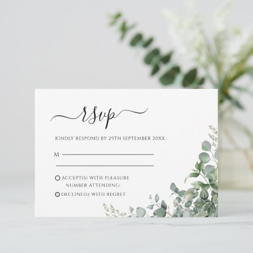 Eucalyptus Leaves Wedding RSVP Card