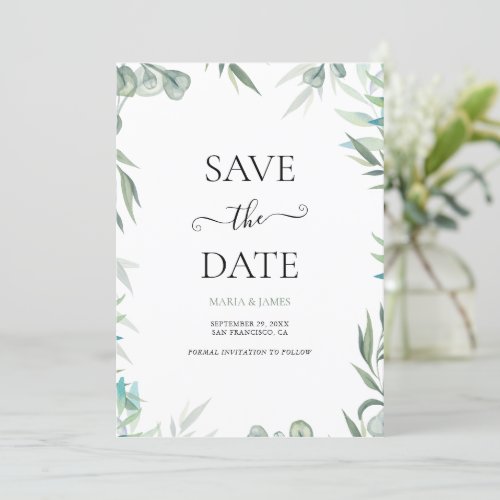 Eucalyptus Leaves Wedding Save The Date