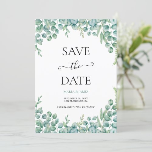 Eucalyptus Leaves Wedding Save The Date