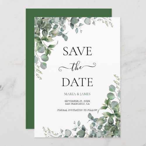 Eucalyptus Leaves Wedding Save The Date