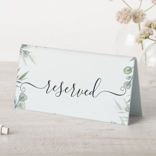 Eucalyptus Leaves Wedding Table Tent Sign