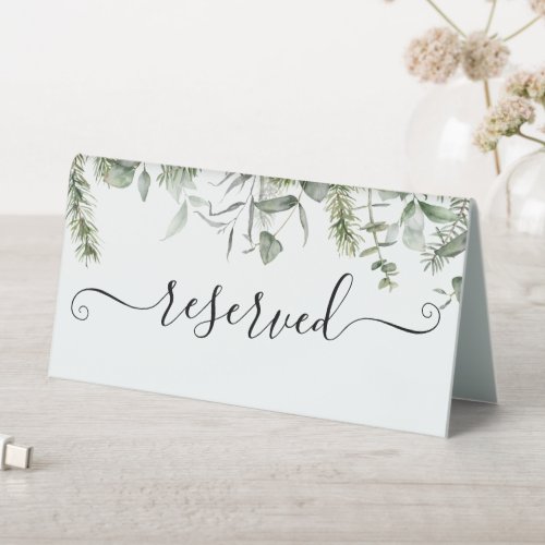 Eucalyptus Leaves Wedding Table Tent Sign