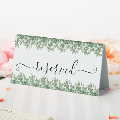 Eucalyptus Leaves Wedding Table Tent Sign