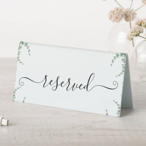 Eucalyptus Leaves Wedding Table Tent Sign