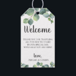 Eucalyptus Leaves Wedding Welcome Bag Gift Tags<br><div class="desc">Rustic and chic watercolor silver dollar eucalyptus branches wedding welcome gift bag tags. Personalize and customize text font style,  color and size.</div>