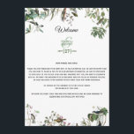 Eucalyptus Leaves Wedding Welcome Itinerary Program<br><div class="desc">A beautiful wedding program design with rustic eucalyptus leaves,  vintage greenery and birds. An elegant design ideal for any wedding theme. Matching wedding invitations and other stationery items are also available.</div>