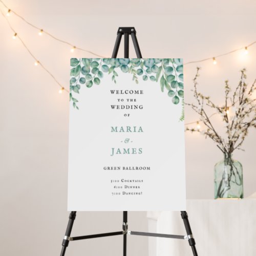 Eucalyptus Leaves Wedding welcome poster 