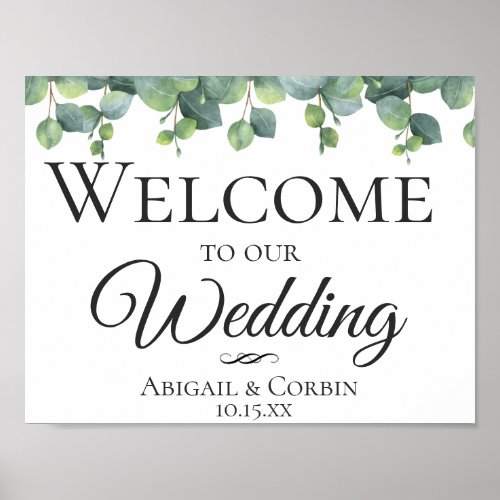 Eucalyptus Leaves Wedding Welcome Poster