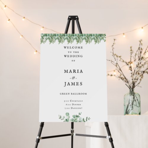 Eucalyptus Leaves Wedding welcome poster 