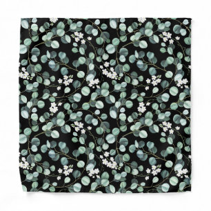 Eucalyptus Leaves: White Flowers Pattern Bandana