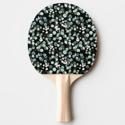 Eucalyptus Leaves White Flowers Pattern Ping Pong Paddle