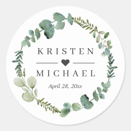 Eucalyptus Leaves Wreath Wedding Favor Seal - Customize this "Eucalyptus Leaves Wreath Wedding Favor Seal Sticker" to add a special touch. It's easy to personalize to match your colors and styles.
(1) For further customization, please click the "customize further" link and use our design tool to modify this template. 
(2) If you need help or matching items, please contact me.