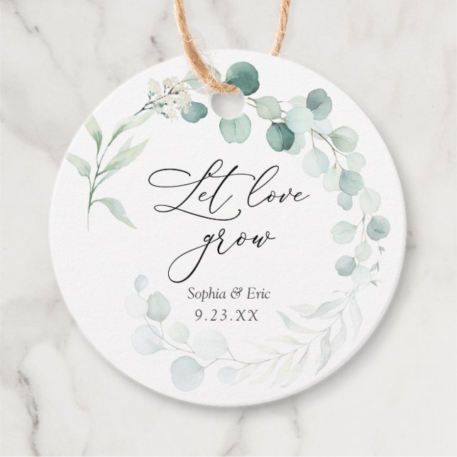 Eucalyptus Let Love Grow Plant Favor   Classic Rou Tags (Front)