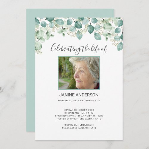 Eucalyptus Life celebration photo Invitation