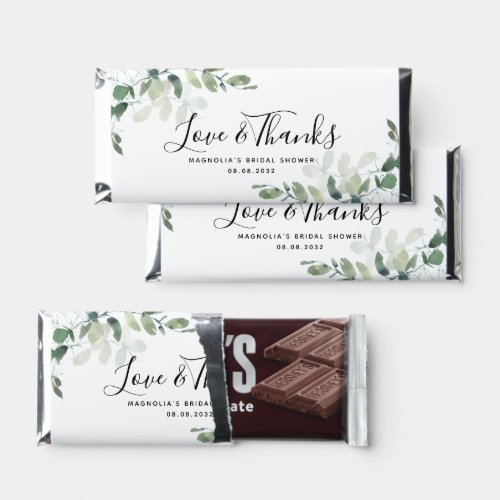 Eucalyptus Love and Thanks Bridal Shower Hershey Bar Favors