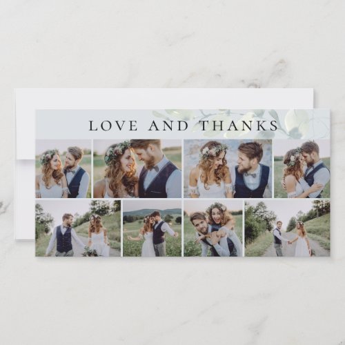 Eucalyptus Love and Thanks Photo Wedding  Thank You Card