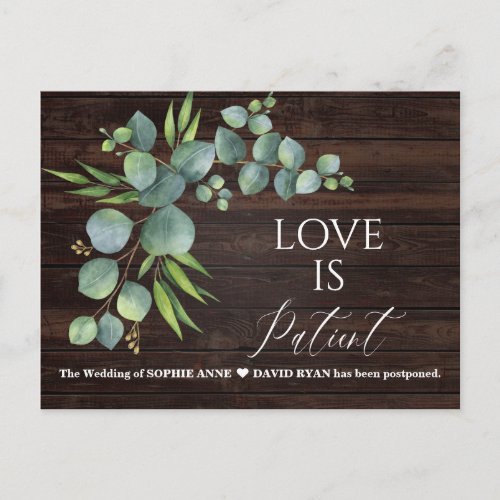 Eucalyptus Love Is Patient Script Wedding Update Postcard