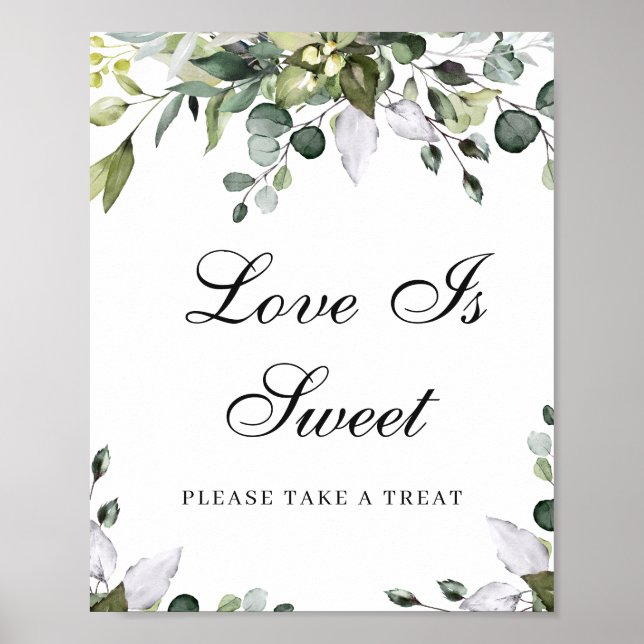 Eucalyptus Love Is Sweet Favor Poster Sign (Front)