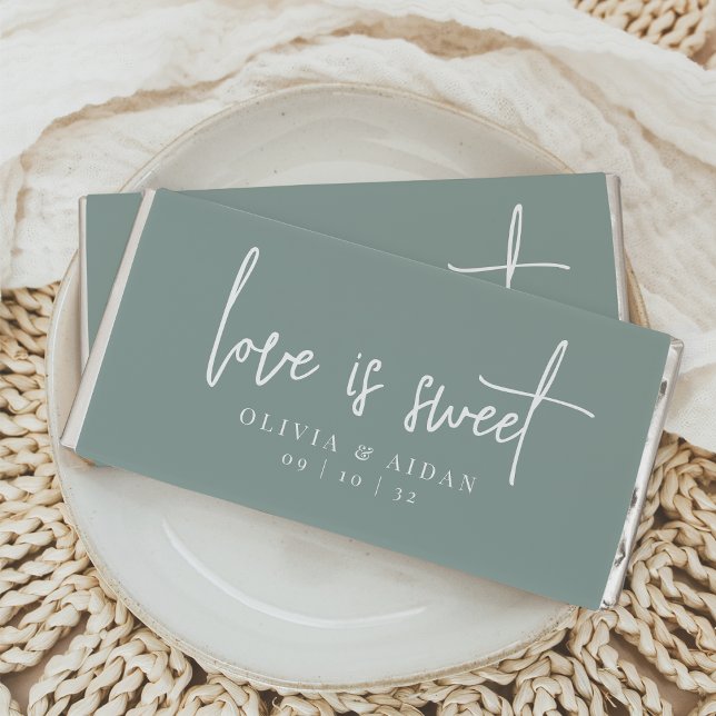 Eucalyptus | Love Is Sweet Personalized Wedding Hershey Bar Favors (Creator Uploaded)