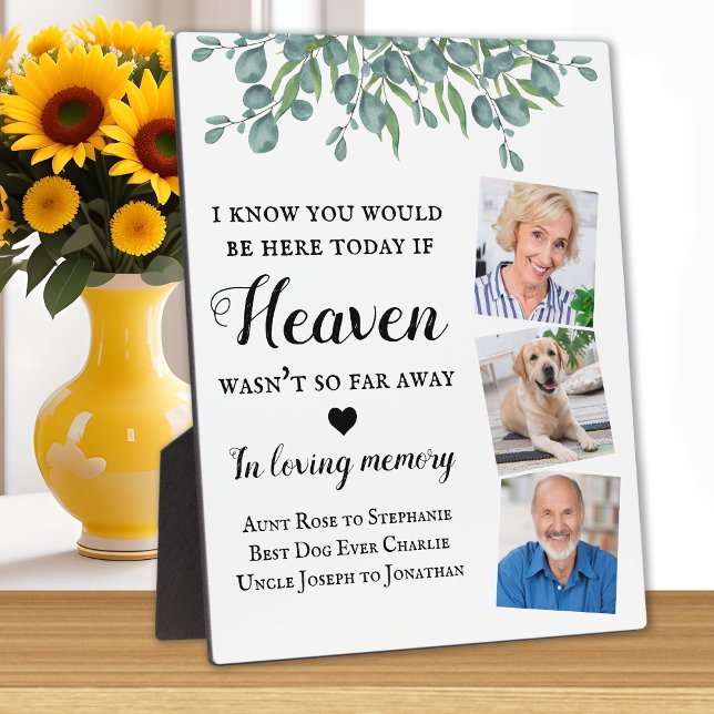 Eucalyptus Loving Memory 3 Photo Memorial Wedding Plaque (Creator Uploaded)