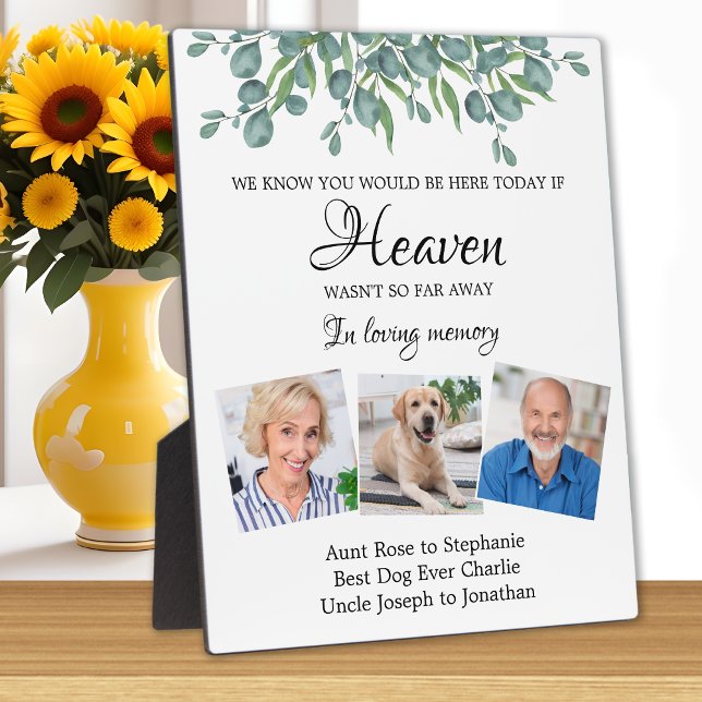 Eucalyptus Loving Memory 3 Photo Memorial Wedding Plaque (Creator Uploaded)