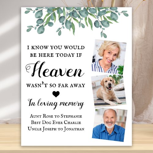 Eucalyptus Loving Memory 3 Photo Memorial Wedding Poster