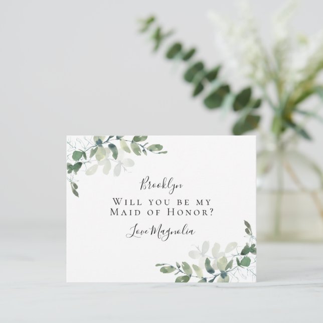 Eucalyptus Maid of Honor Proposal (Standing Front)