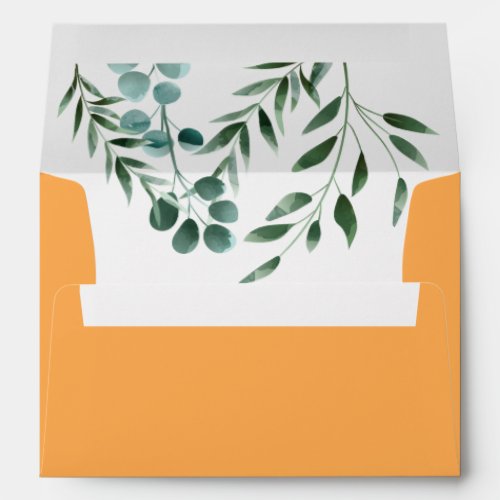 Eucalyptus Marigold Succulent Wedding Envelope