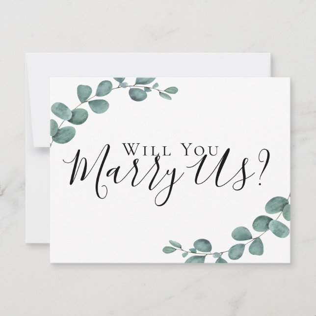 Eucalyptus Marry Us Will You Be Our Officiant Invi Invitation (Front)