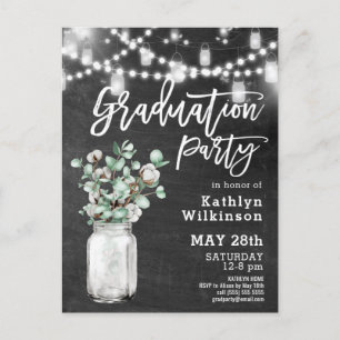 Eucalyptus Mason Jar Photo Graduation Invitation Postcard