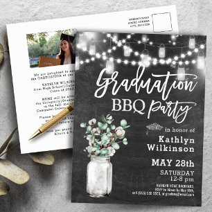 Eucalyptus Mason Jar Photo Graduation Invitation Postcard