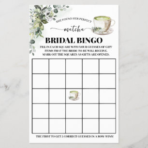 Eucalyptus Matcha Bridal Shower Bingo Game Card Flyer