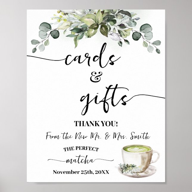 Eucalyptus Matcha Cards & Gifts Bridal Shower Poster (Front)
