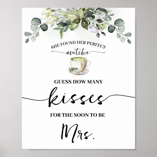 Eucalyptus Matcha How Many Kisses for Mrs Game Poster (Front)