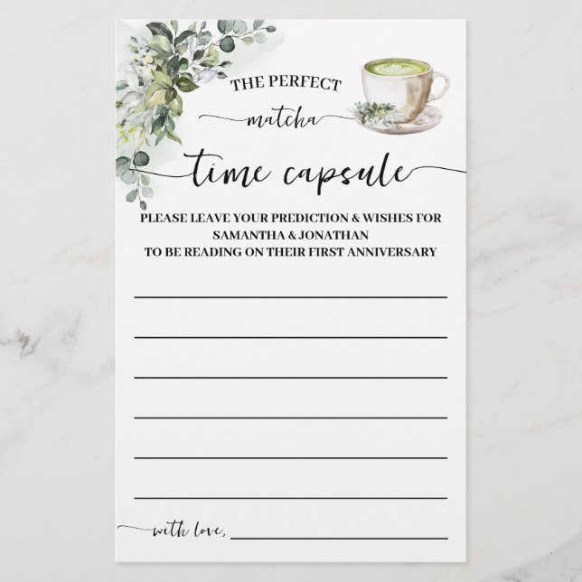 Eucalyptus Matcha Time Capsule Advice Game Card Flyer (Front)