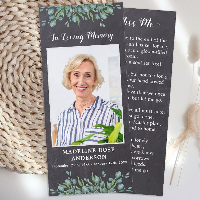 Eucalyptus Memorial Gray Slate Funeral Prayer Card (Creator Uploaded)