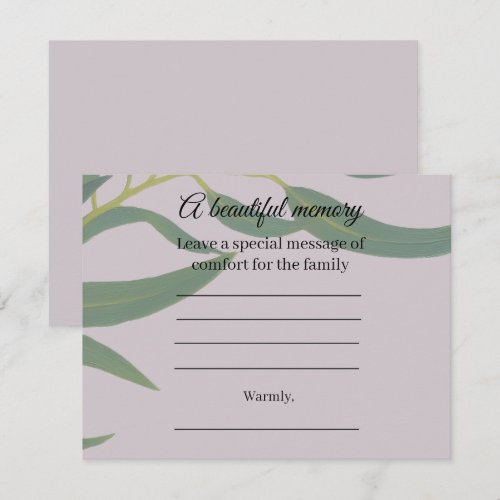 Eucalyptus memorial message card