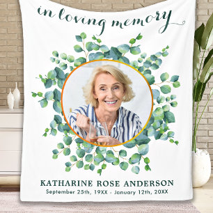 Eucalyptus Memorial Personalized Photo  Fleece Blanket
