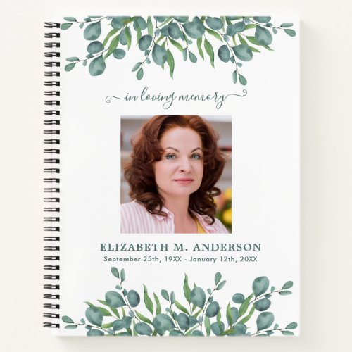 Eucalyptus Memorial Photo Budget Funeral Guestbook Notebook